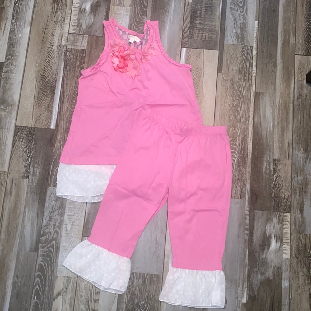 Trish Scully ruffle tank and capri set girls size 8